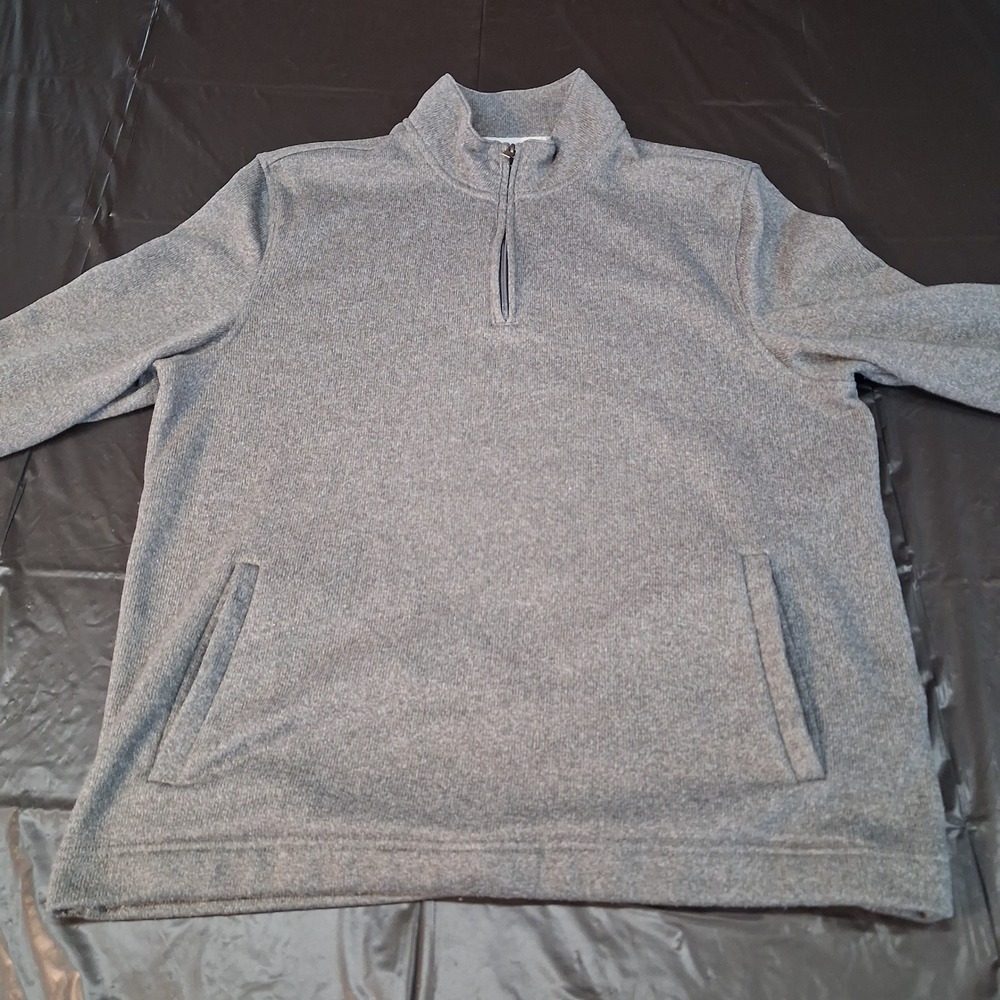 Van Heusen Pullover Mens XL Regular Fit Gray Quarter Zip Pocket EUC